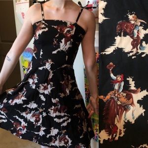 Western Cowboy Print Pinup Vintage Dress